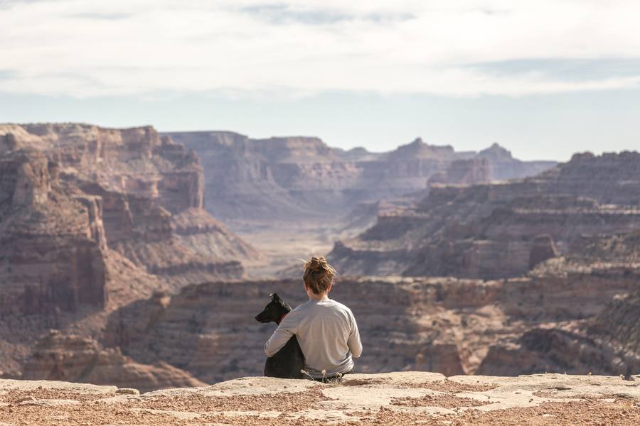 Grand Canyon Girl With Dog Photo