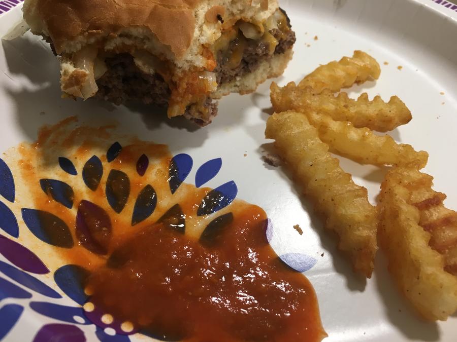 Thanksgiving Hamburger French Fries & Hot Sauce