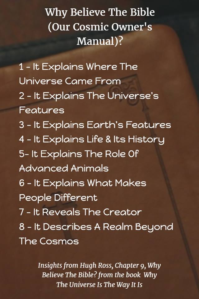 Graphic: Why believe the bible - cosmic owners manual