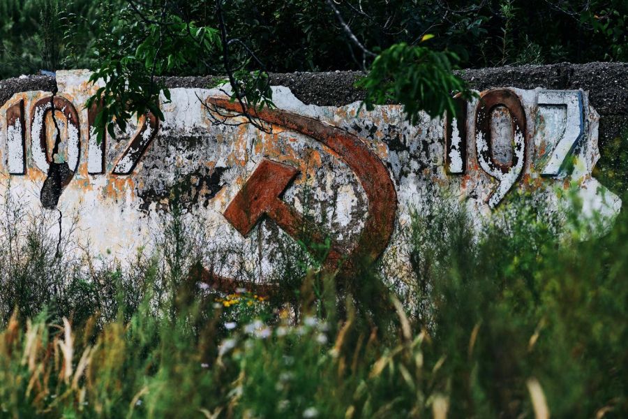 old soviet union signage, rusted, outdoors