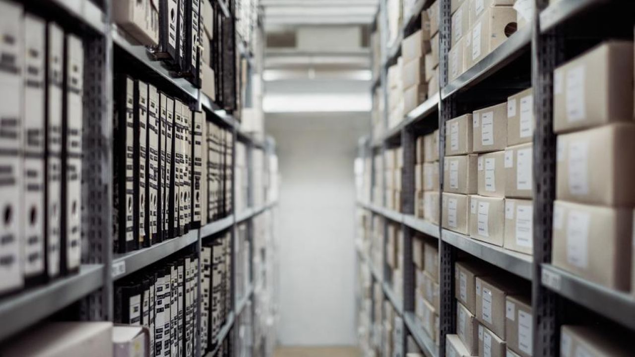 Shelves With Organized Files & Boxes