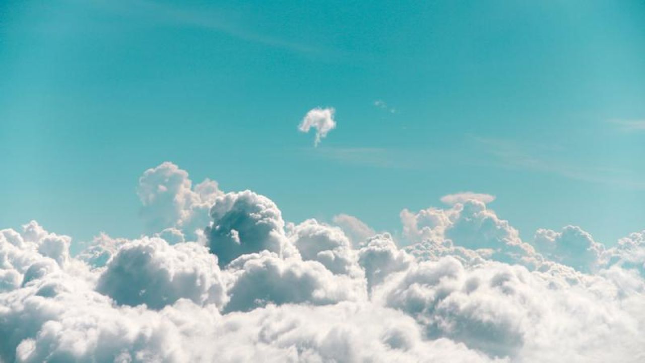 in the clouds sky blue
