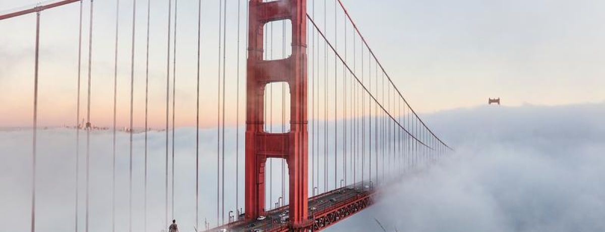 golden gate bridge with fog