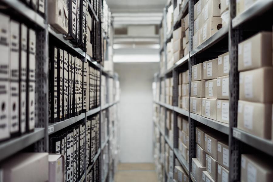 Shelves With Organized Files & Boxes