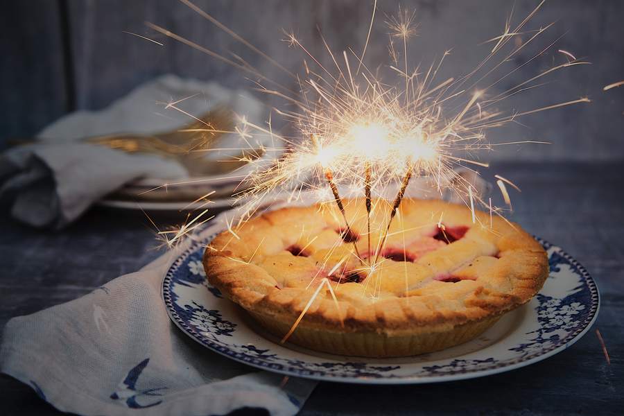 Pie With Three Sparklers Sparking