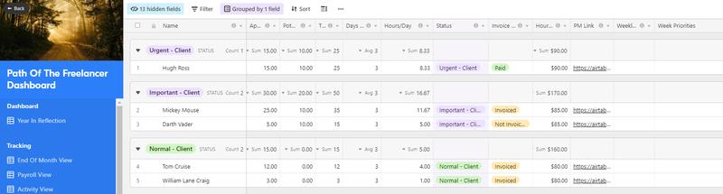 Freelance Airtable Dashboard