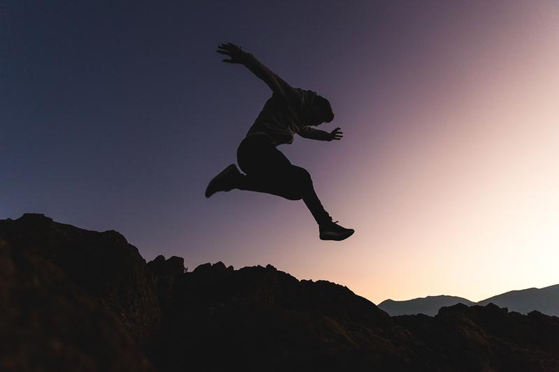 jumping sunset