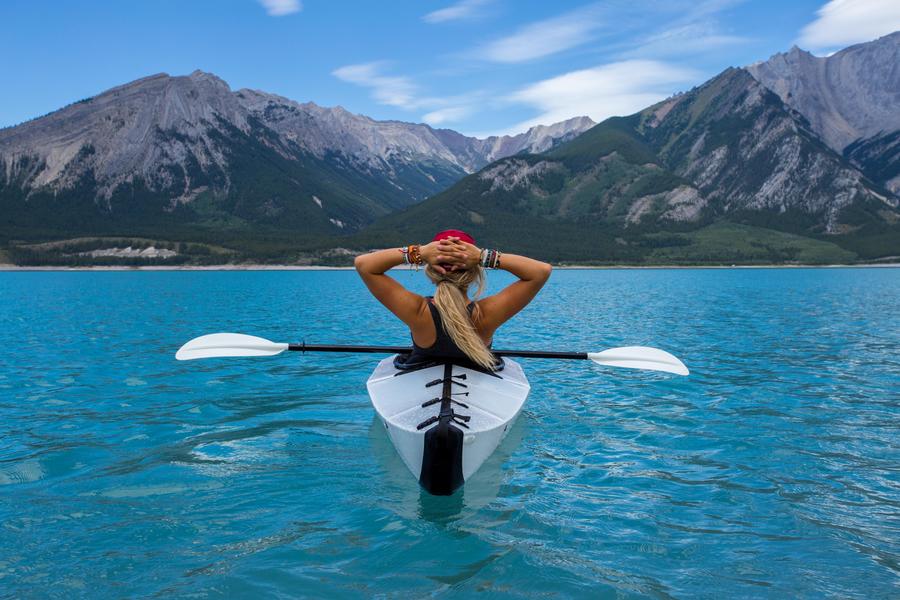 taking a break on the boat to look at the mountains