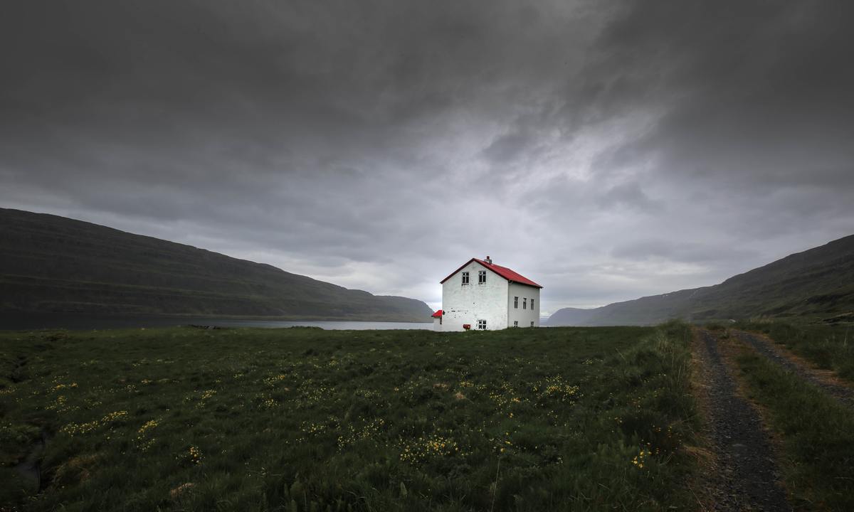 iceland isolated house, outdoors