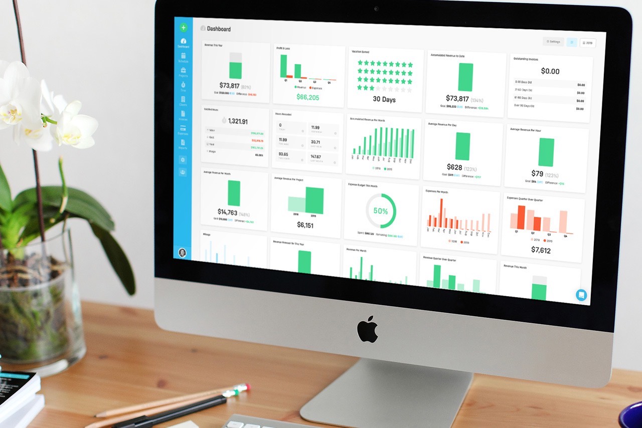freelance dashboard of widgets