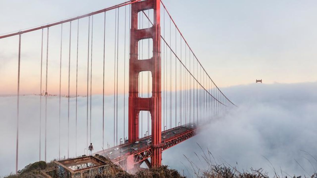 golden gate bridge with fog