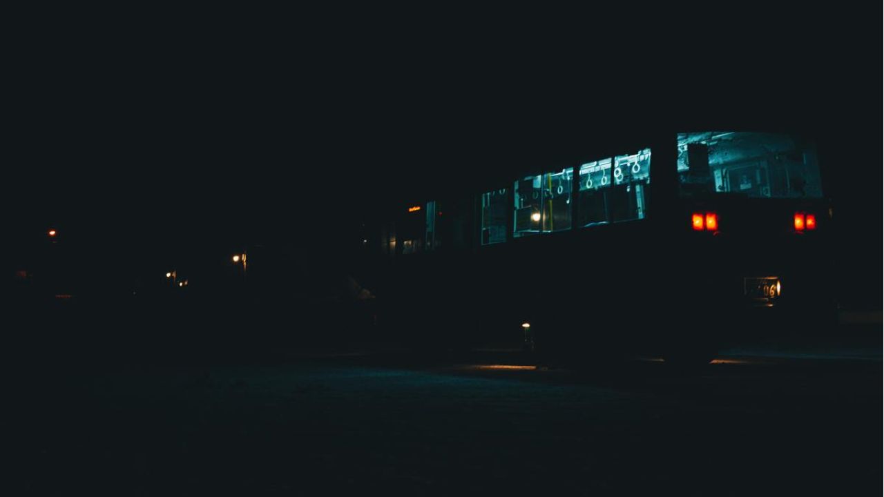 dark train, at night