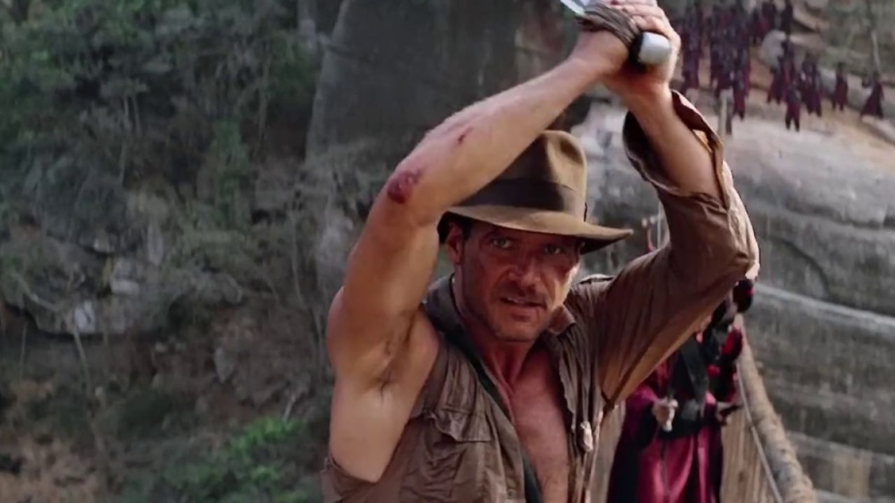 indiana jones, sword, bridge, temple of doom