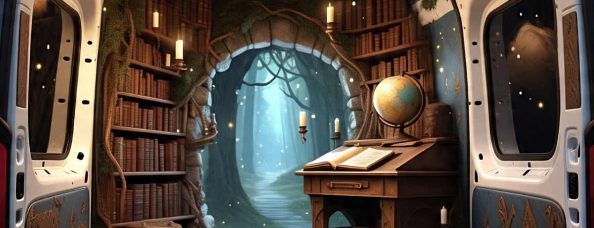 ai generated portal of the bus library