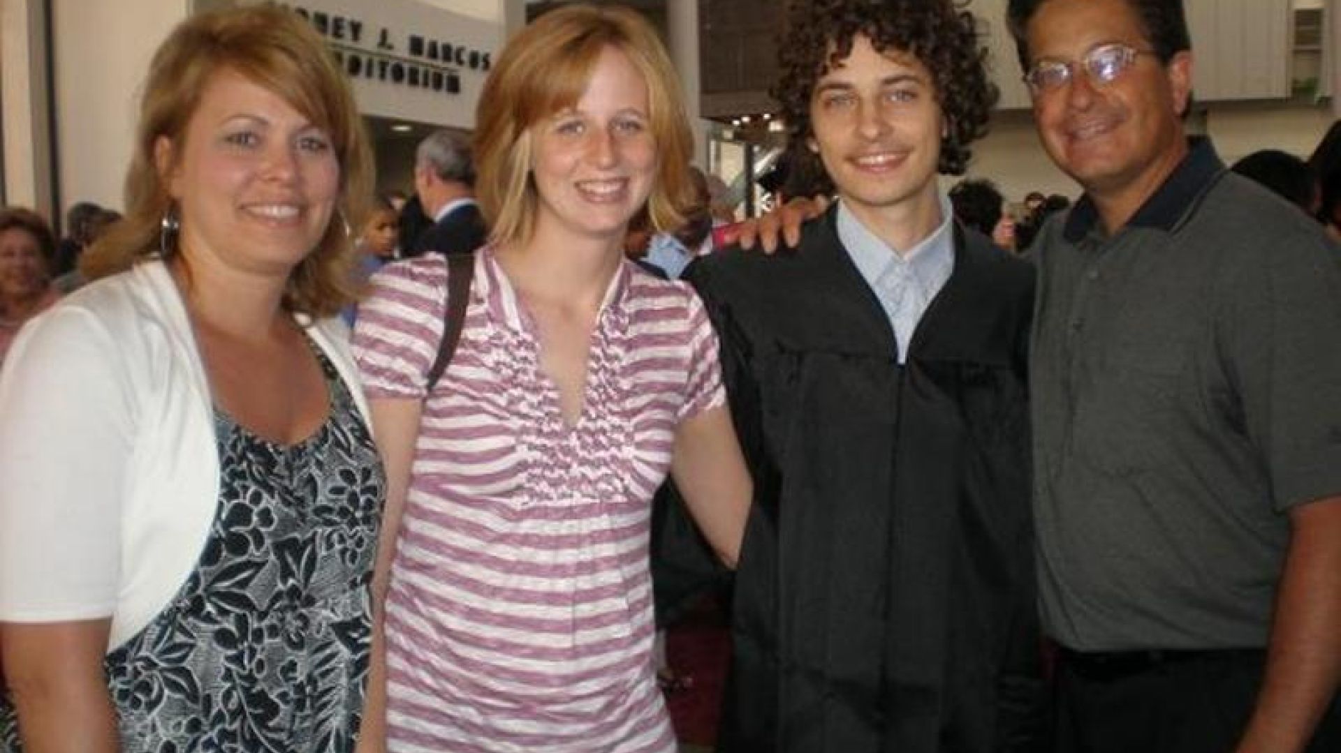 Montoya family celebrating Jason's college graduation