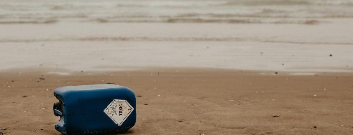 toxic container on beach