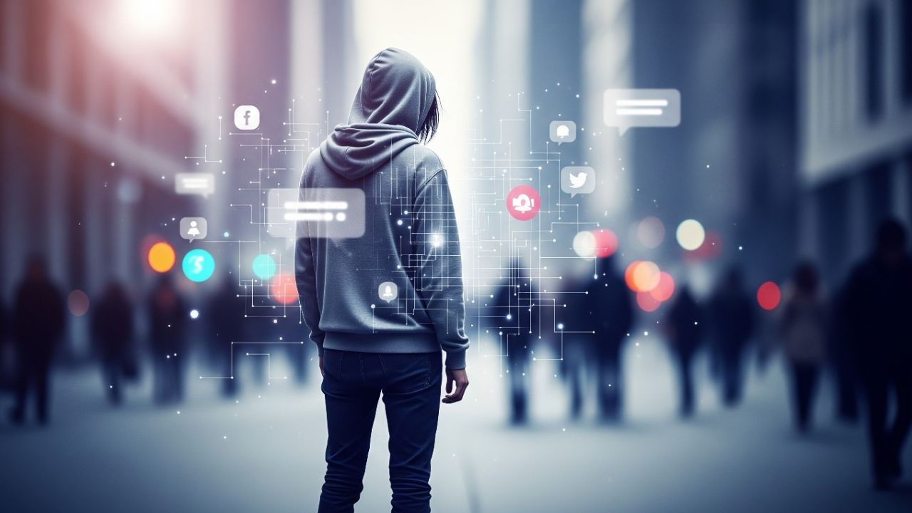 man, lonely on the street, social media apps