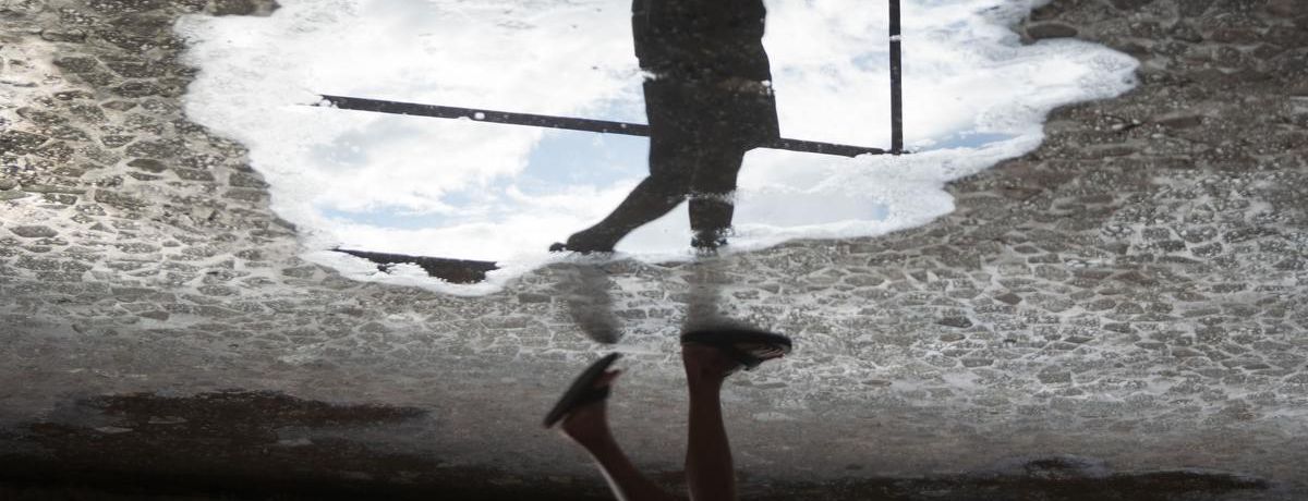 person, water mirror, outdoors