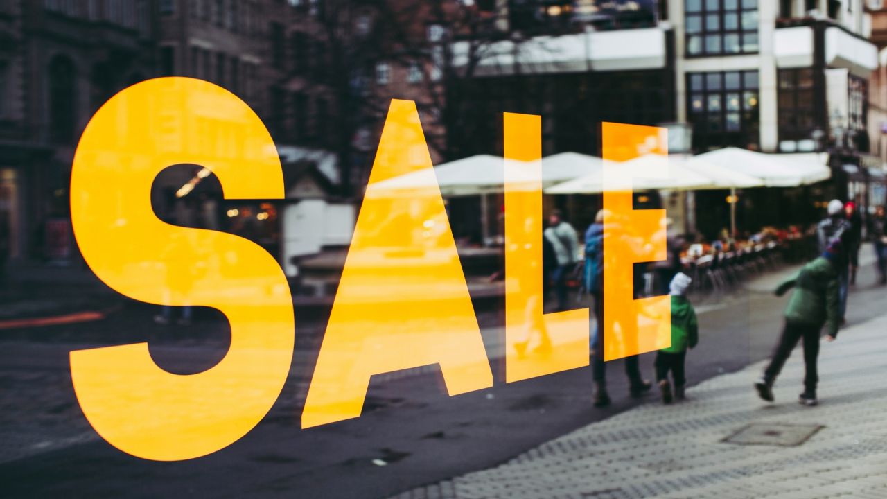 big sale sign, store window