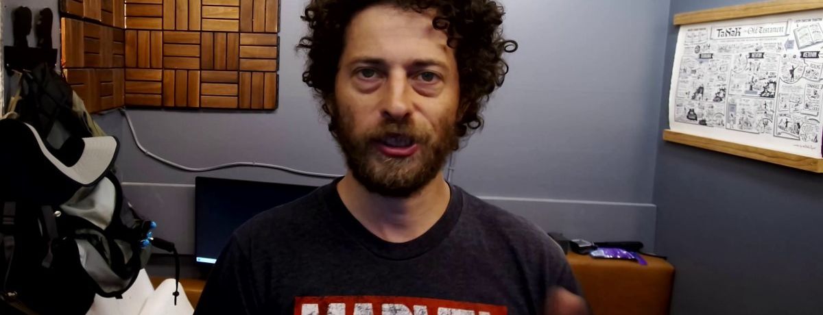 jason montoya, marvel shirt in office