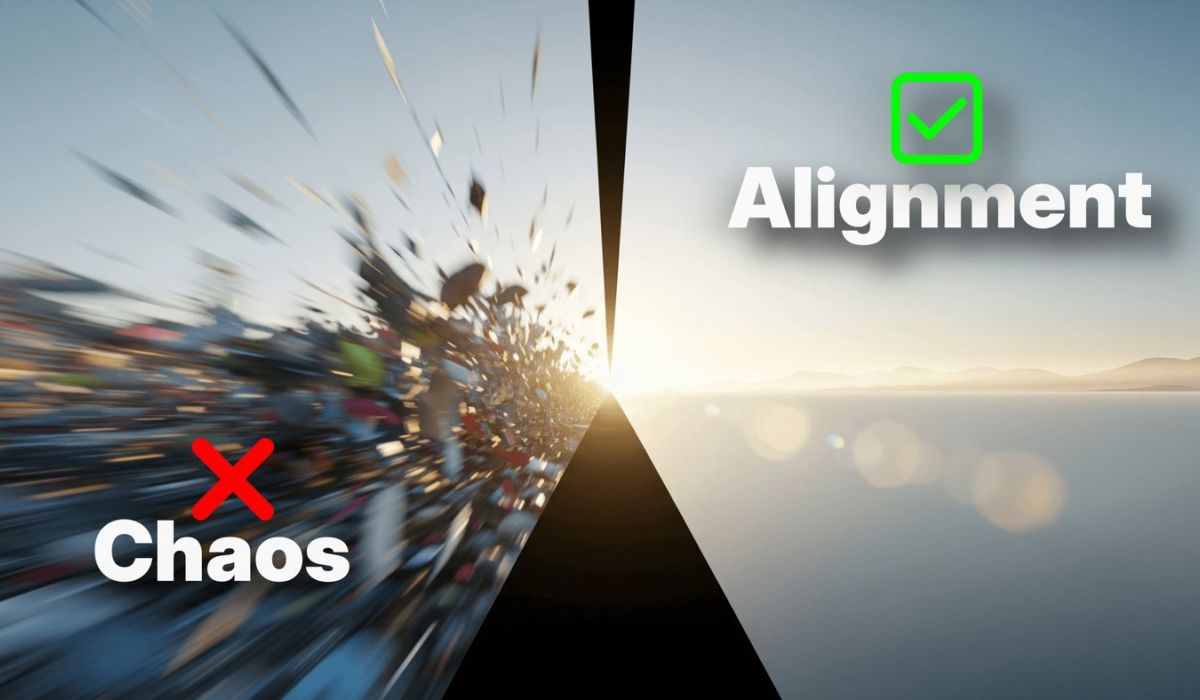 chaos, alignment, contrast promo graphic for workshop