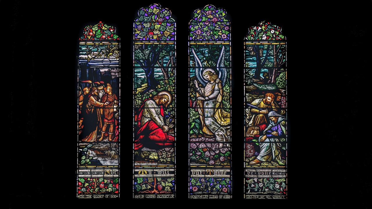 garden of gethsemane stain glass church window