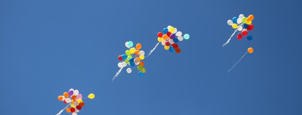 Balloons releasing to the sky