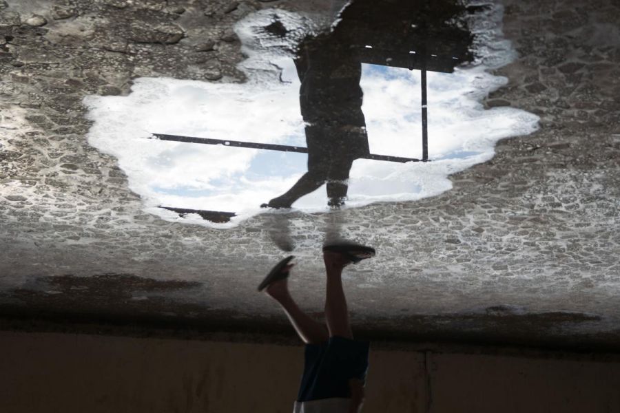 person, water mirror, outdoors