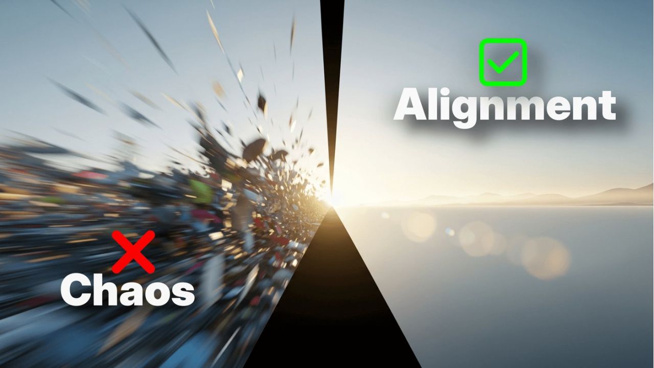 chaos, alignment, contrast promo graphic for workshop