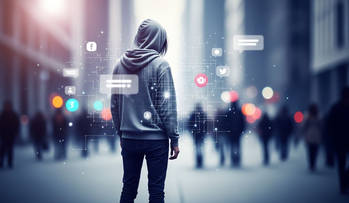 man, lonely on the street, social media apps