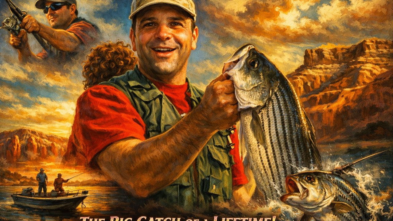 lake powell striper boil, oil painting style thumbnail