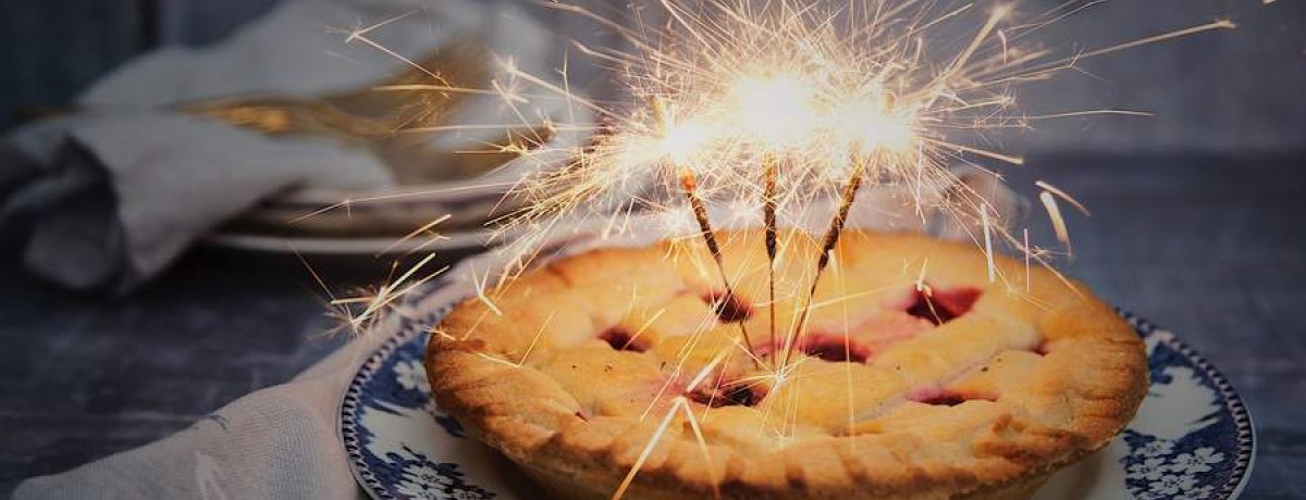 Pie With Three Sparklers Sparking