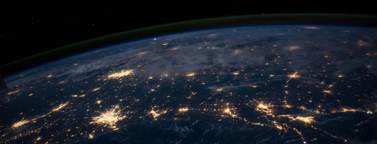 space, earth, lights