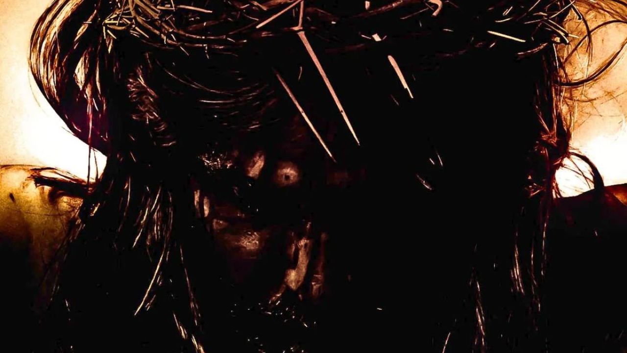 Jesus on the cross, closeup, illustration