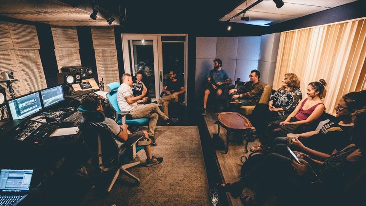 Nathan Dohse, inside music studio