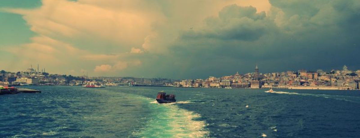 Water, boat in the wake