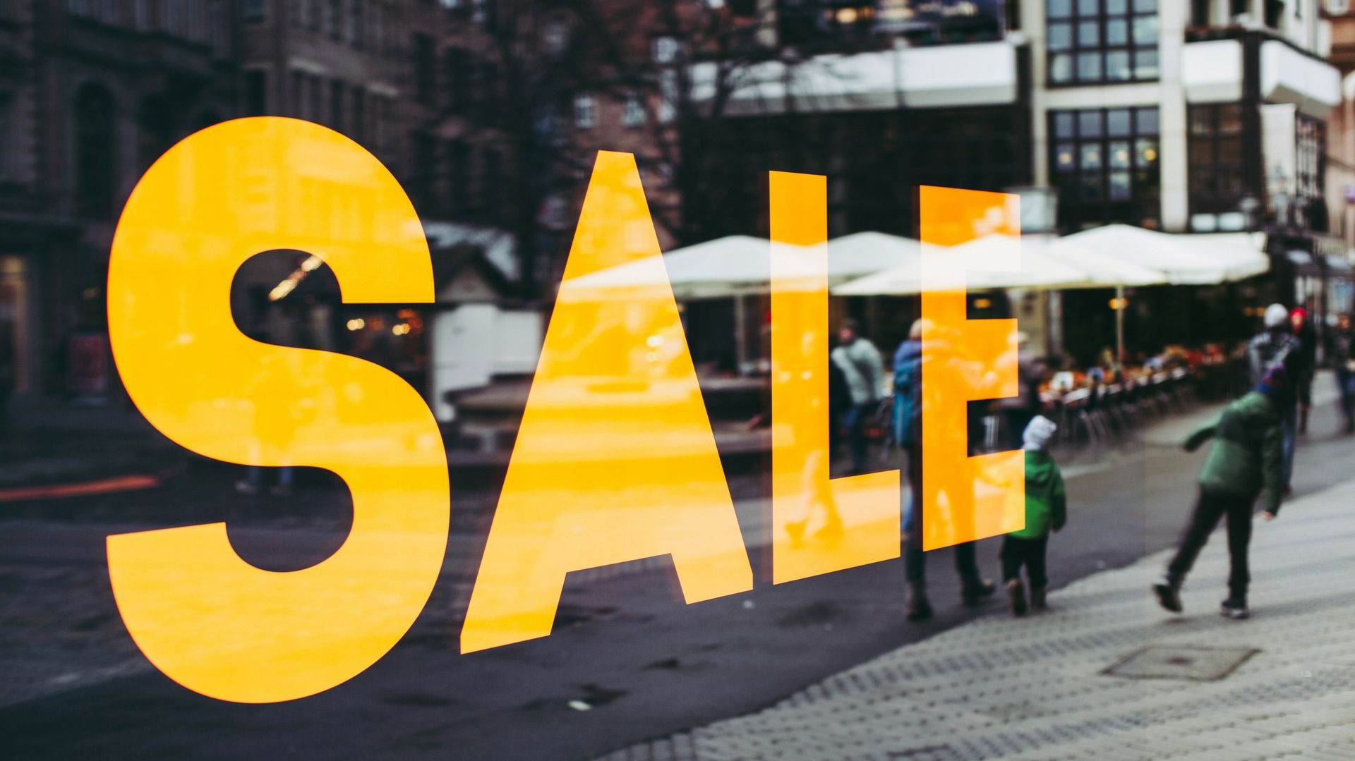 big sale sign, store window