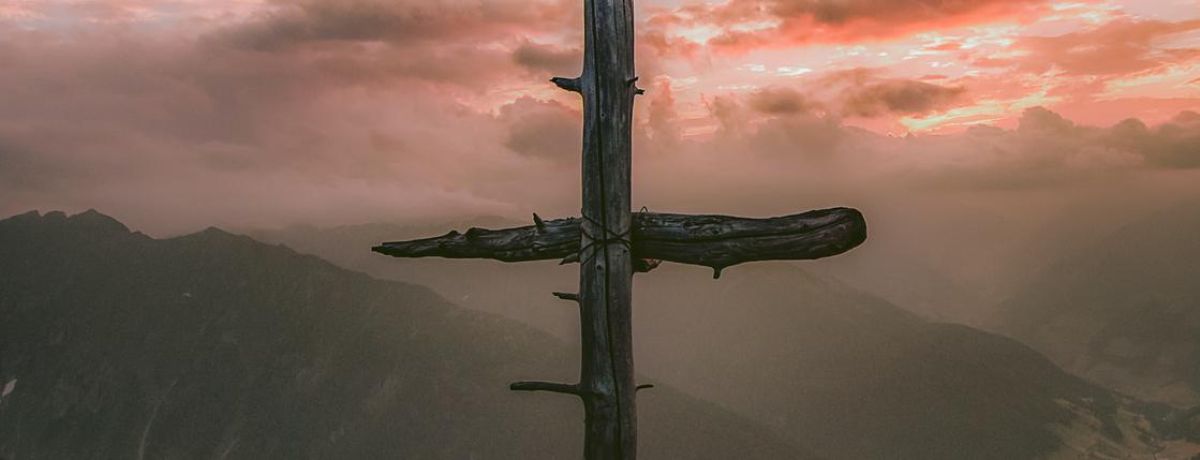 cross, mountains