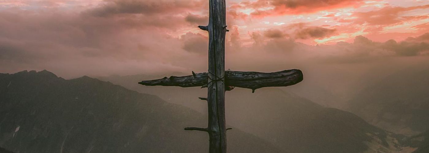 cross, mountains