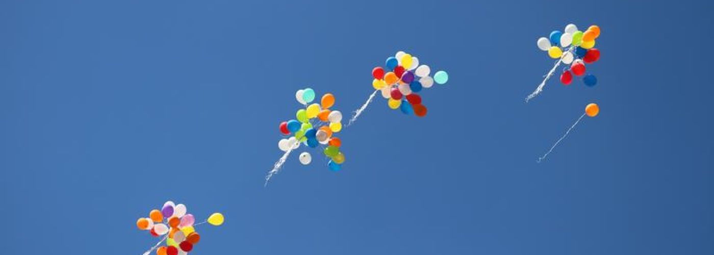 Balloons releasing to the sky
