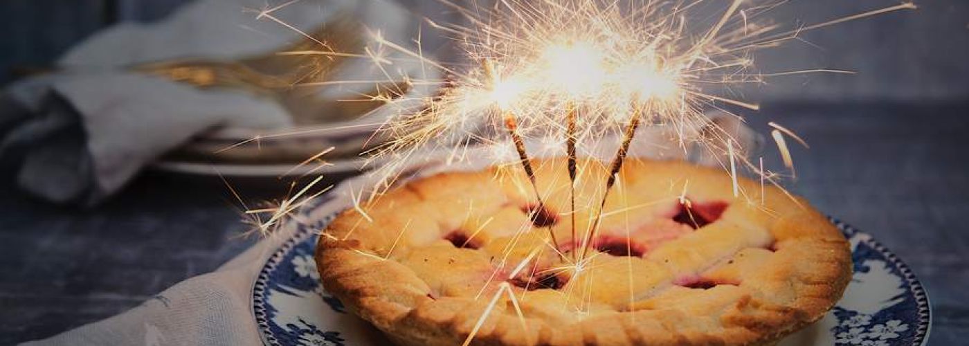 Pie With Three Sparklers Sparking