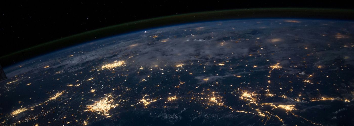 space, earth, lights