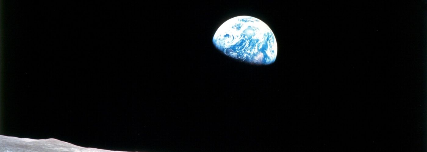 photo of earth, on moon, via nasa