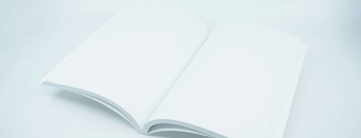 blank page book, on white table