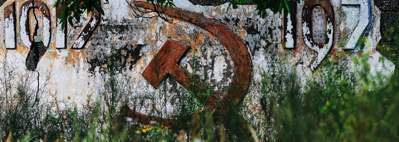 old soviet union signage, rusted, outdoors