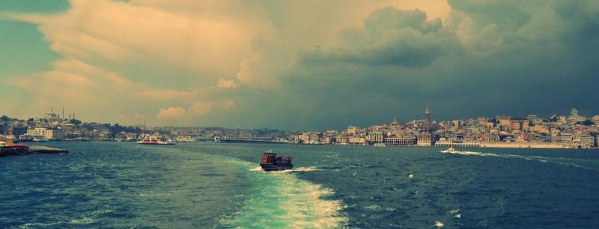 Water, boat in the wake