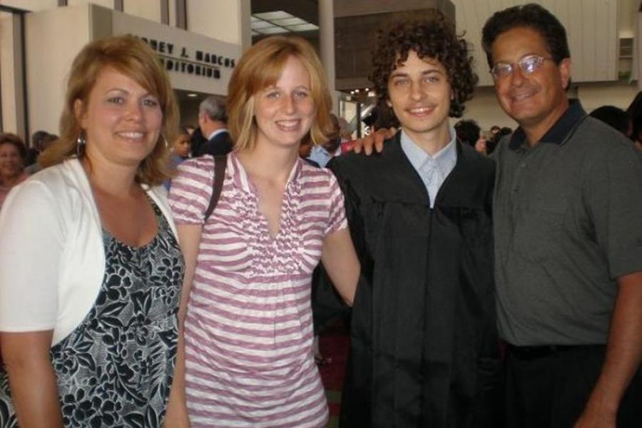 Montoya family celebrating Jason's college graduation