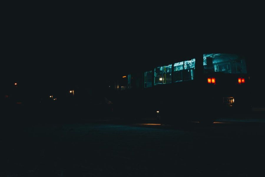 dark train, at night