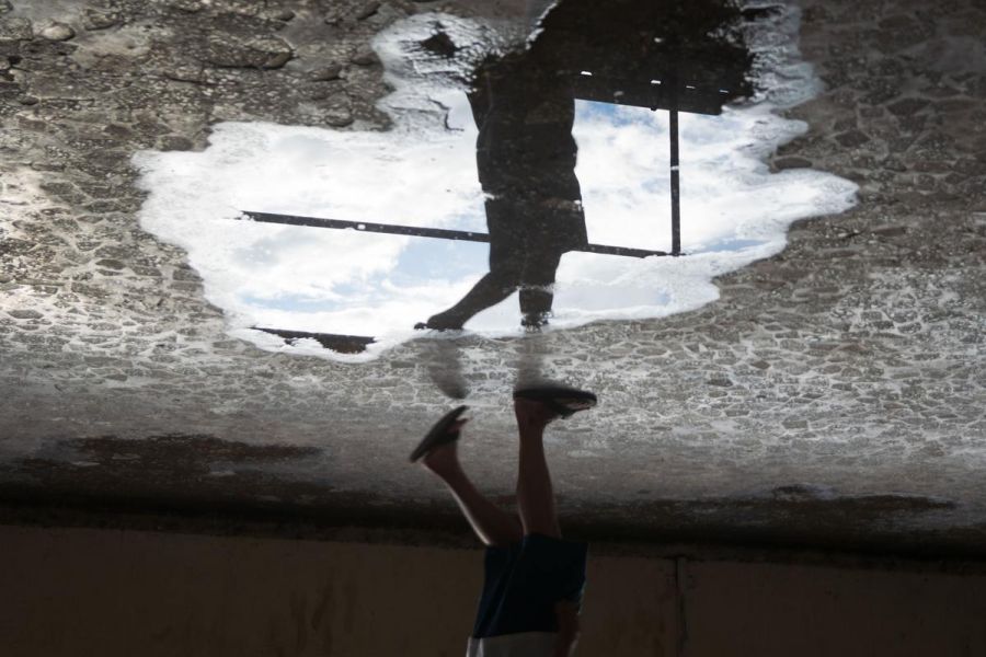 person, water mirror, outdoors