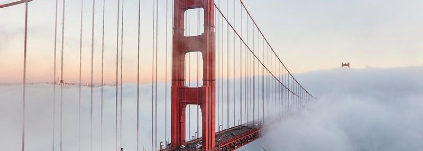 golden gate bridge with fog